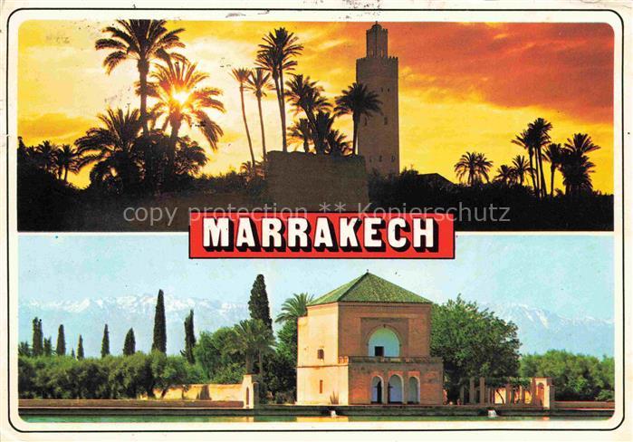 Marrakech Marrakesch Maroc La Menara et la Mosquee dans les palmeraie