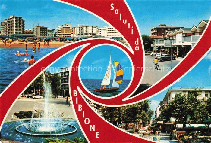 BIBIONE Pineda Veneto IT Strand Springbrunnen Segelboot Ortsmotive