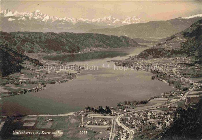 Ossiach Ossiachersee Kaernten AT Fliegeraufnahme mit Karawanken