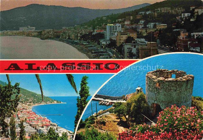 ALAssIO Savona Liguria IT Panorama Strand Festungsruine