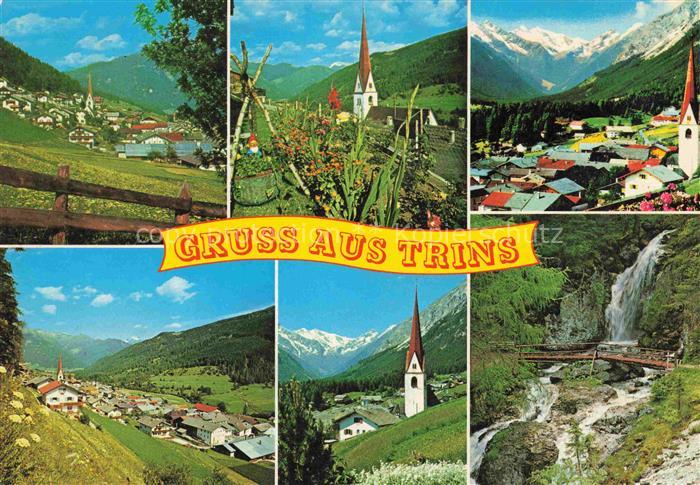 Trins Gschnitztal Innsbruck Tirol AT Panorama Teilansichten Kirche Wasserfall