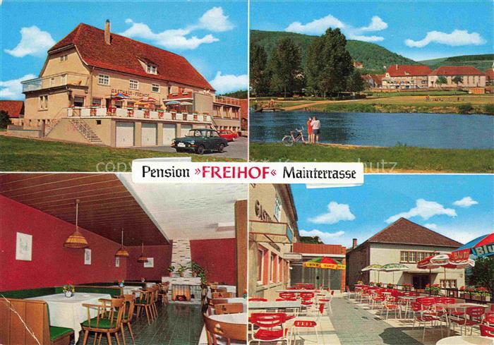 Grossheubach Gross Heubach Main Bayern Pension Freihof Mainterrasse Restaurant P