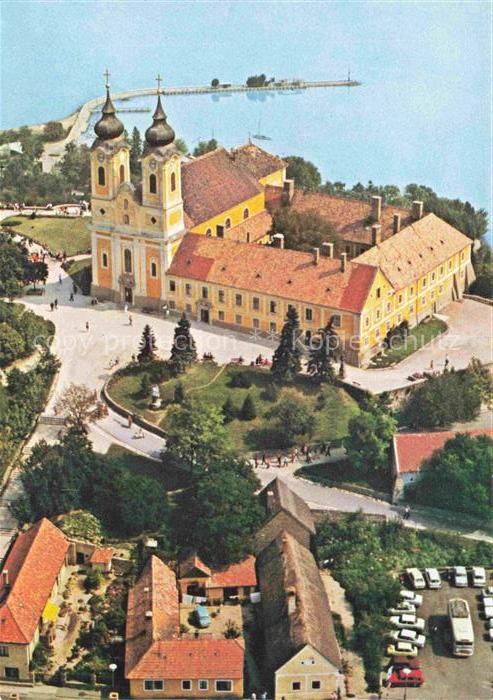 Tihany HU Látkép az Apátsági templommal Abteikirche XVIII. Jhdt.