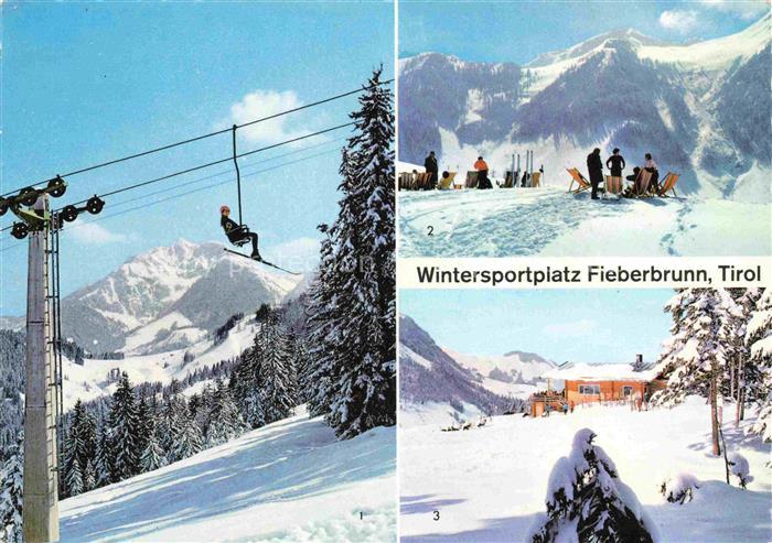 Fieberbrunn Kitzbuehel Tirol AT Streuboedenlift gegen Spielberg Bergstation Wint
