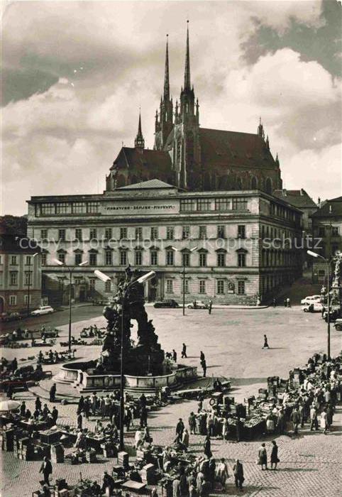 BRNO Bruenn CZ Zelny trh Kraeutermarkt Kirche