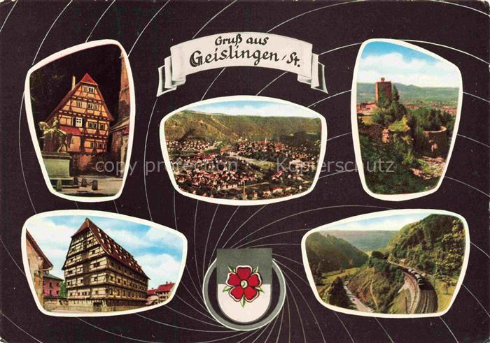 Geislingen  Steige Panorama Altstadt Fachwerkhaeuser Landschaft Eisenbahn
