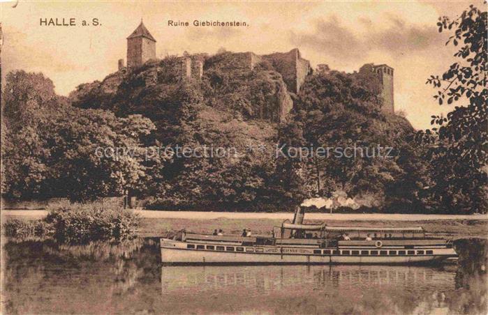 HALLE  SAALE Ruine Giebichenstein Fahrgastschiff