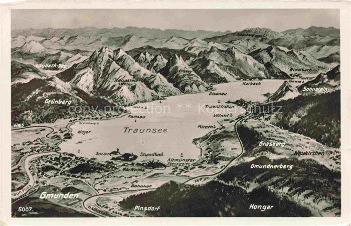 Gmunden Traunsee Salzkammergut Oberoesterreich AT Panoramakarte