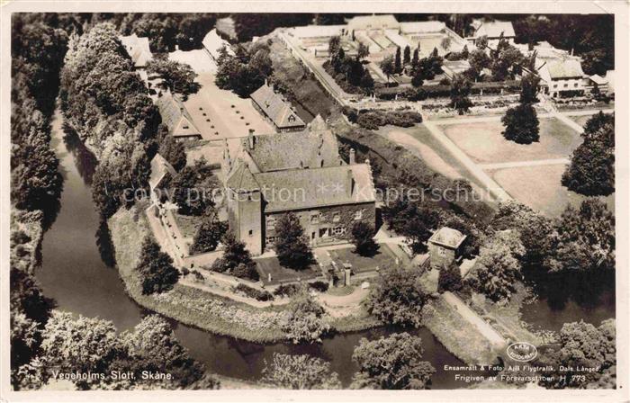 Skane  Sweden Vegeholms Slott Fliegeraufnahme