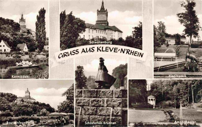 KLEVE Bad Cleve Kermisdahl Bootsanlegestelle Schwanenburg Moritzpark Schuesterke