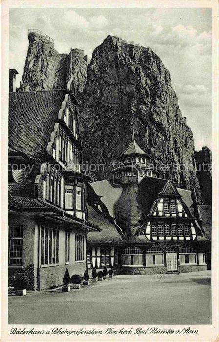 Bad Muenster am Stein Ebernburg Rheinland-Pfalz Baederhaus und Rheingrafenstein