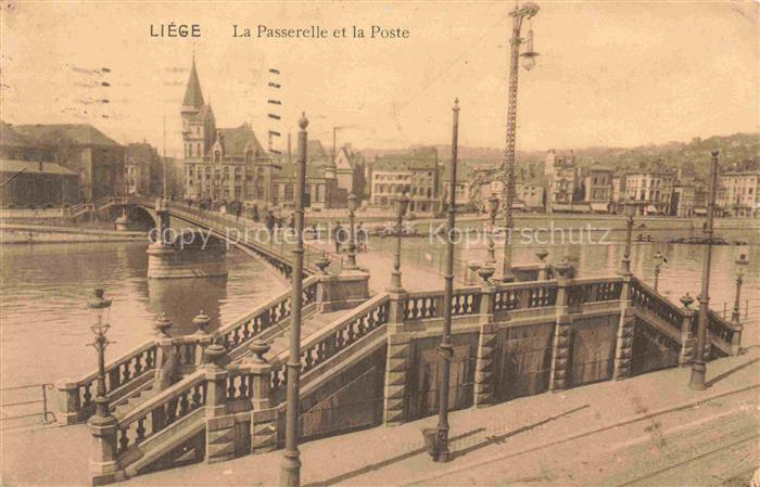 LIEGE  Luettich Luik Belgie La Passerelle et la Poste