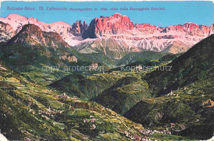 Gries  Bozen BOLZANO Suedtirol IT Monte Catinaccio Rosengarten Vista dalla Passe
