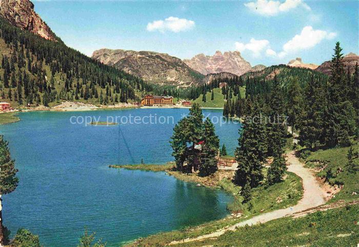 Misurinasee Auronzo Cadore IT mit den Drei Zinnen von Lavaredo