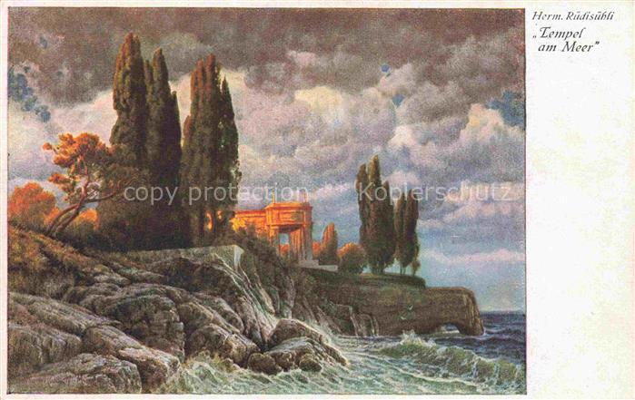 Ruedisuehli Hermann Kuenstlerkarte Tempel am Meer MBL Nr. 2325