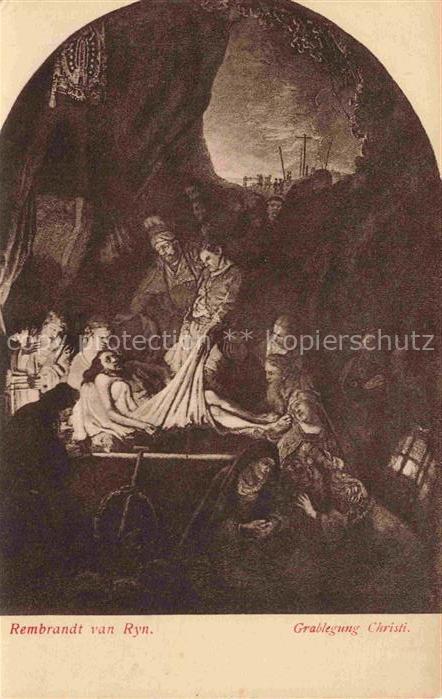 Rembrandt van Rijn Kuenstlerkarte Alte Kuenstler Grablegung Christi JKM Nr. 666