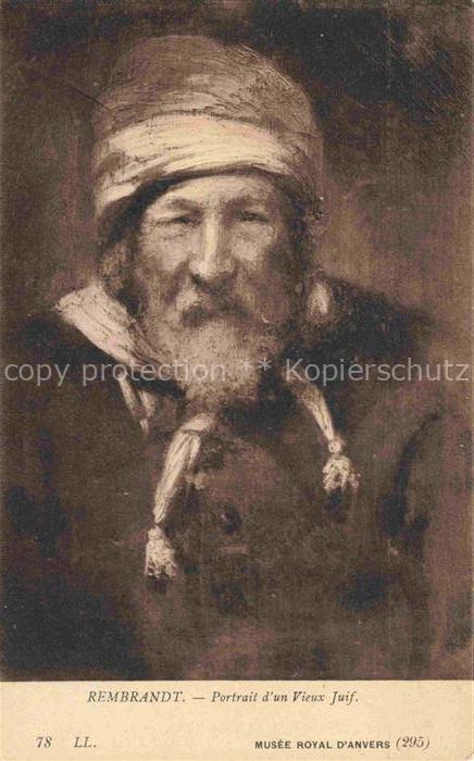 Rembrandt van Rijn Kuenstlerkarte Alte Kuenstler Portrait Vieux Juif
