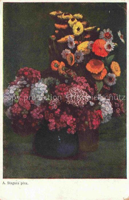 STAGURA A. Kuenstlerkarte Blumen