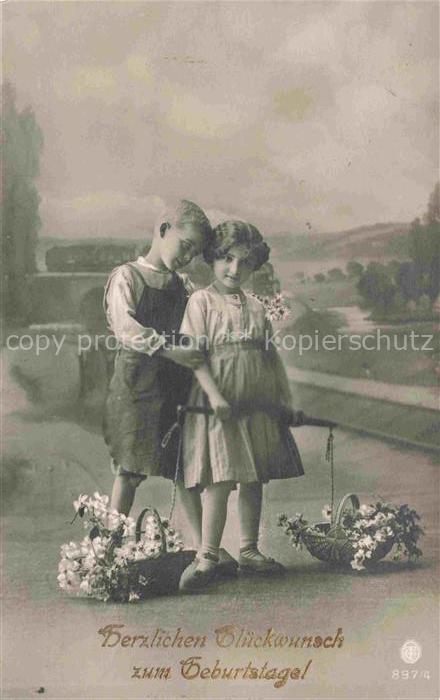 Foto CTO Nr. 897/4 Glueckwunsch Geburtstag Kinder Blumen