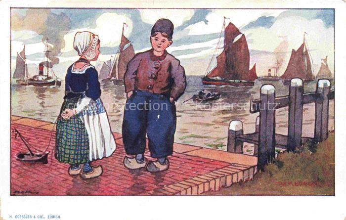 Hollandkinder Hollandtracht H. Goessler Zuerich See
