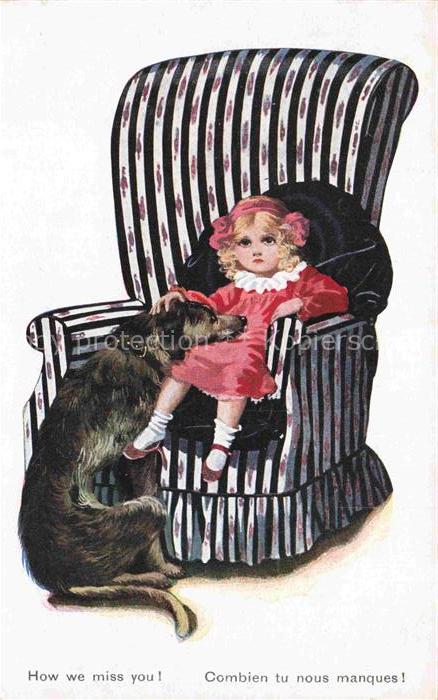 Verlag Artistique Kuenstlerpostkarte Nr. 1944 Kind Hund