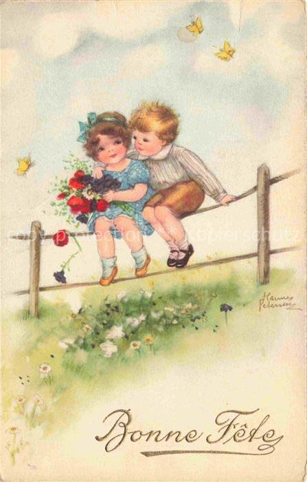 PETERSEN Hannes Kuenstlerkarte Kinder Bonne Fete