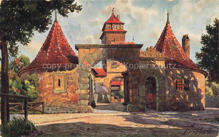 MARSCHALL J. Kuenstlerkarte Rothenburg ob der Taube Roeder Tor