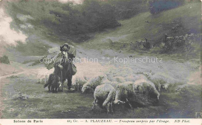 PLAUZEAU A. Kuenstlerkarte Schaefer Salon de Paris