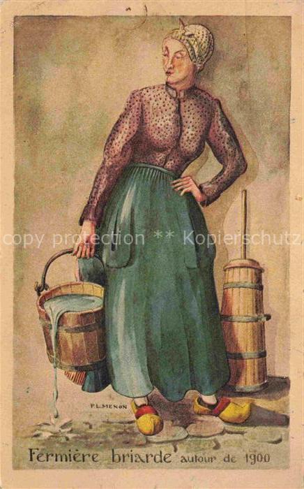 MENON P. L. Kuenstlerkarte Fermiere briarde Frau