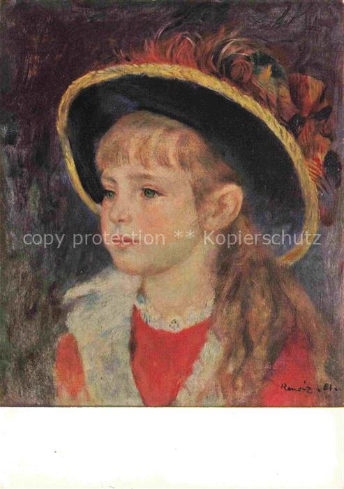 RENOIR Pierre-Auguste (1841-1919) Kuenstlerkarte Fillette au chapeau