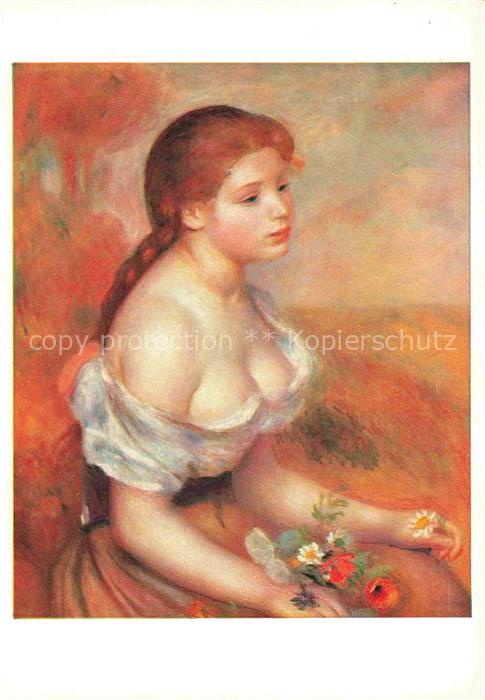 RENOIR Pierre-Auguste (1841-1919) Kuenstlerkarte Junges Maedchen mit Blumen