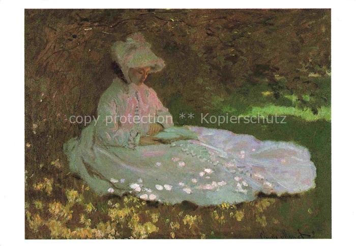 MONET Claude-Oscar (1840-1926) Kuenstlerkarte La Liseuse