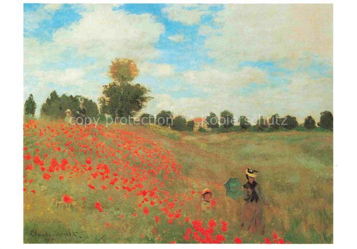MONET Claude-Oscar (1840-1926) Kuenstlerkarte Coquelicots Landschaft Mondblumen