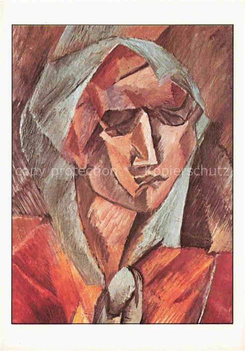 BRAQUE George (1882-1963) Kuenstlerkarte Tete de femme