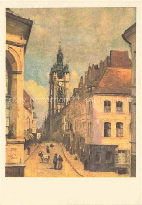 COROT Jean-Baptiste Camille (1796-1875) Kuenstlerkarte Le beffroi de Douat