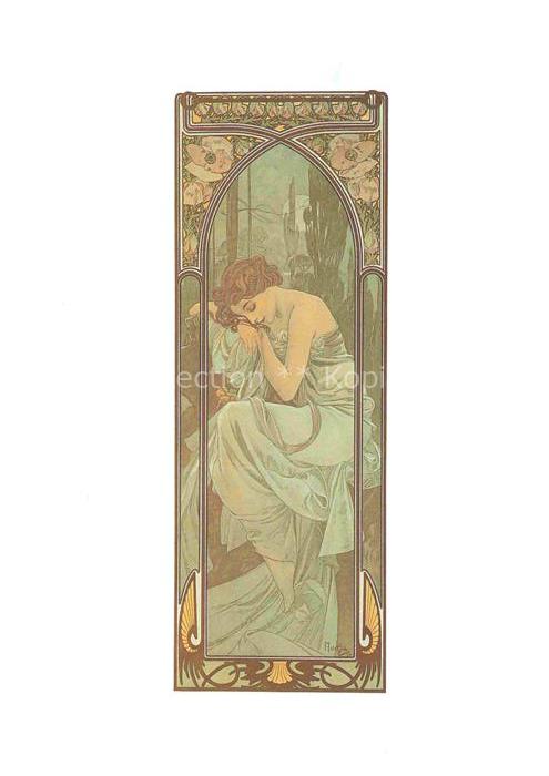MUCHA Alphonse Kuenstlerkarte Repost de la Nuit from Four Times of Day
