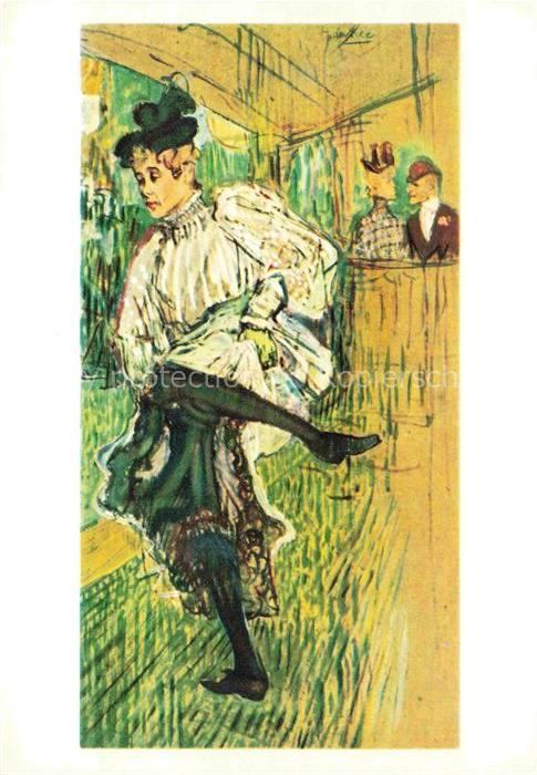 TOULOUSE-LAUTREC Henri de (1864-1901) Kuenstlerkarte Jane Avril dancing