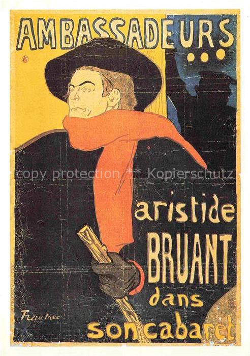 TOULOUSE-LAUTREC Henri de (1864-1901) Kuenstlerkarte Ambassadeurs Aristide Bruan