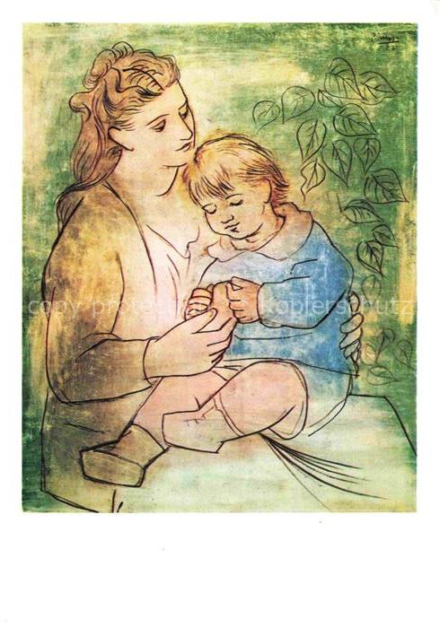 PICAssO Pablo (1881-1973) Kuenstlerkarte Mutter und Kind