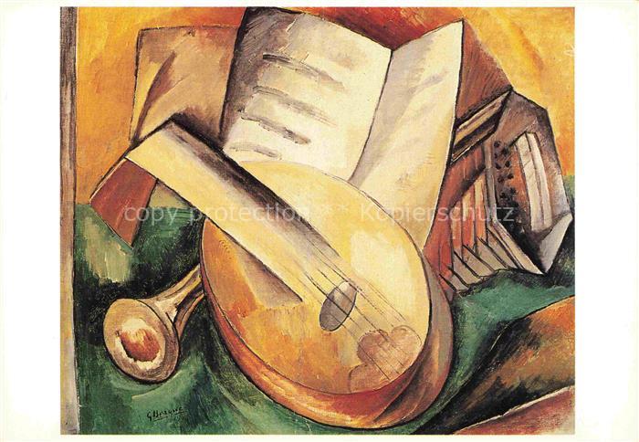 BRAQUE George (1882-1963) Kuenstlerkarte Les instruments de musique