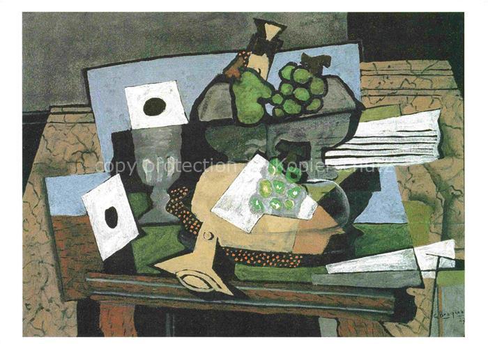 BRAQUE George (1882-1963) Kuenstlerkarte Nature morte aux raisins et la clarinet