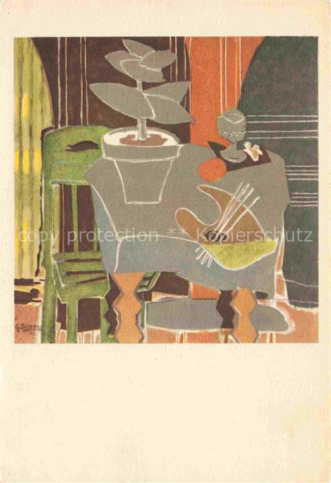 BRAQUE George (1882-1963) Kuenstlerkarte The Palette