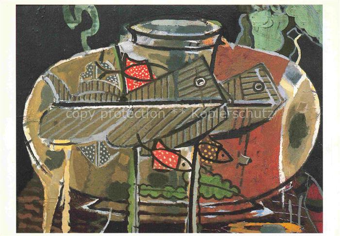 BRAQUE George (1882-1963) Kuenstlerkarte Aquarium