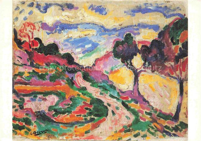 BRAQUE George (1882-1963) Kuenstlerkarte Landschaft bei La Ciotat