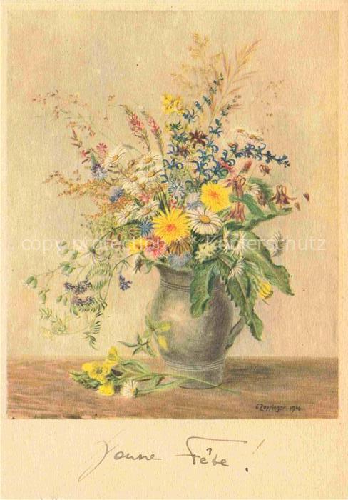 ZUPPINGER Ernst Muralto Kuenstlerkarte Feldblumenstrauss