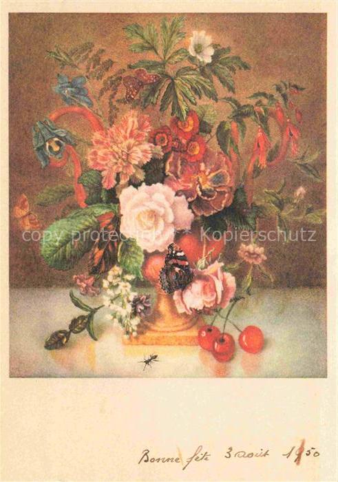 STEINER Emanuel (1778-1831) Kuenstlerkarte Vase mit Blumen