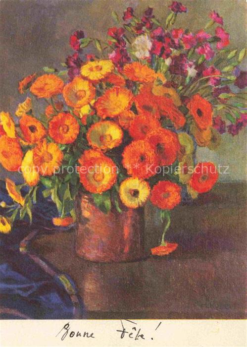 ROBERT Henri Kuenstlerkarte Ringelblumen