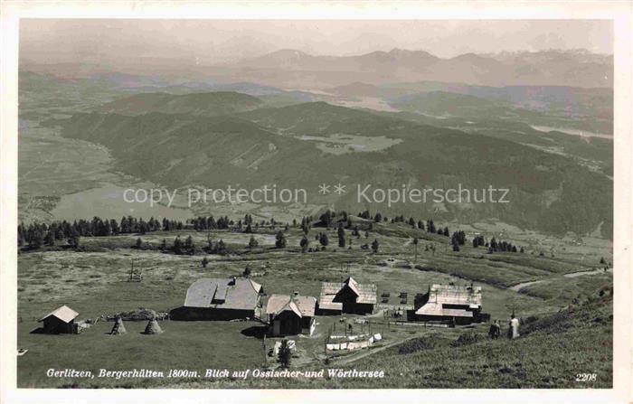 Gerlitzen Arriach Kaernten AT Panorama Berghuetten Blick auf Ossiacher- und Woer