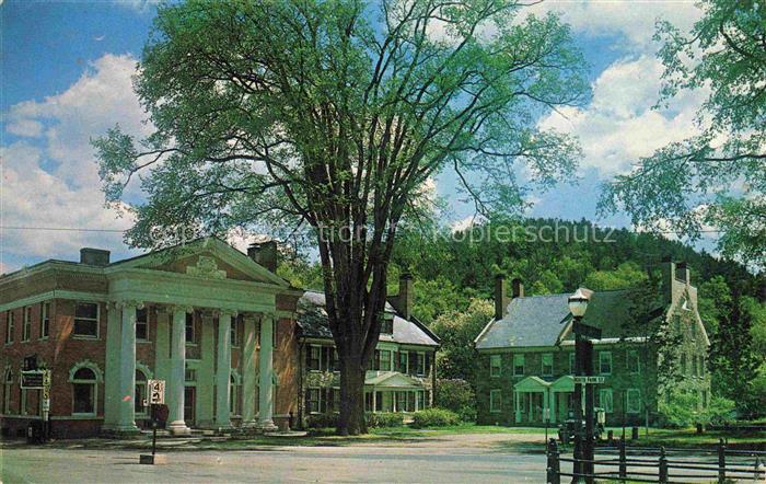 Woodstock Vermont USA Savings Bank and Stone Houses by the Green
