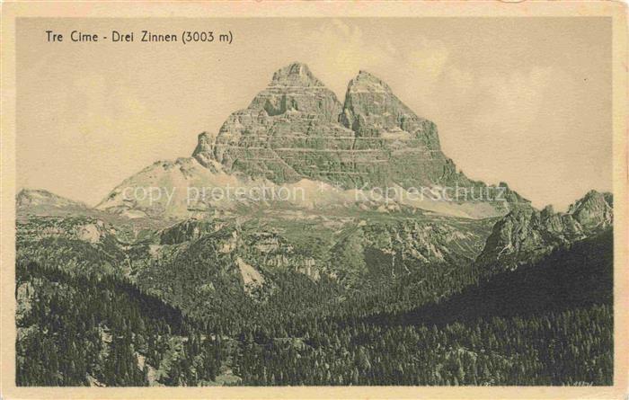 Tre Cime di Lavaredo 3003m Drei Zinnen IT Panorama Bergwelt Dolomiten